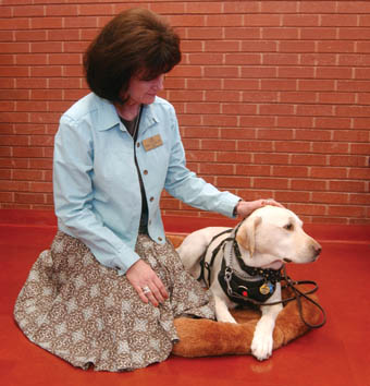 Nikki Currie and therapy dog Keanu